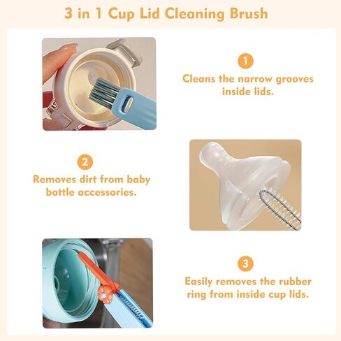 3 in 1 Cup Lid Cleaning Brush, Portable Cup Cleaner Brush, Water Bottle Cleaner Brush, 3 in 1 Multifunctional Cleaning Brush for Home Kitchen Cleaning Tools（3PCS） in Saudi Arabia