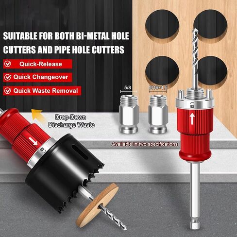 Hole Saw Arbor Pilot Drill bit 5/8" Hex Shank Quick Release Rod Coring Hole Drill Rod Hole Saw for Wood, PVC, Plastic, Metal Gypsum Boards.16Mm in Saudi Arabia
