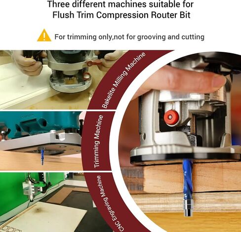 No More Bearing Pop-Off Flawless Clean Cut for Veneered Wood 1/4 Shank Flush Trim Compression Spiral Router Bit with Locking Top Bearing Design K30 Carbide 1 Inch CL Extra Long 3" OVL in Saudi Arabia