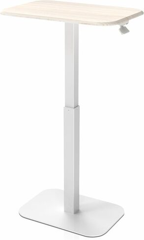 ERGOHOME ™ ELEVANCE TABLE ™ طاولة جانبية قابلة لضبط الارتفاع للأريكة أو السرير وطاولة الكمبيوتر المحمول - طاولة قهوة صغيرة للمكتب - طاولة جانبية للأريكة على شكل حرف C مع وظائف متعددة (قاعدة بيضاء وسطح من خشب البلوط المغسول) in Kuwait