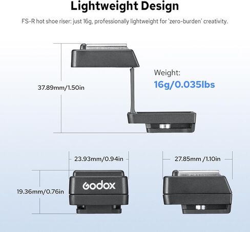 Godox FS-R Single Contact Hot Shoe Riser Hot ShoeTilt, Unique Folding Design, for GODOX IM30 IM20 IM22 Mini Single-Point Hot Shoe Flash, Raises Flash 30mm Height to Reduce Lens Shadow in Saudi Arabia