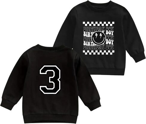 Birthday Boy Sweatshirt 2-7 years old Kids Boy Smiling face Birthday Pullover Tees Toddler Party Outfits in Kuwait