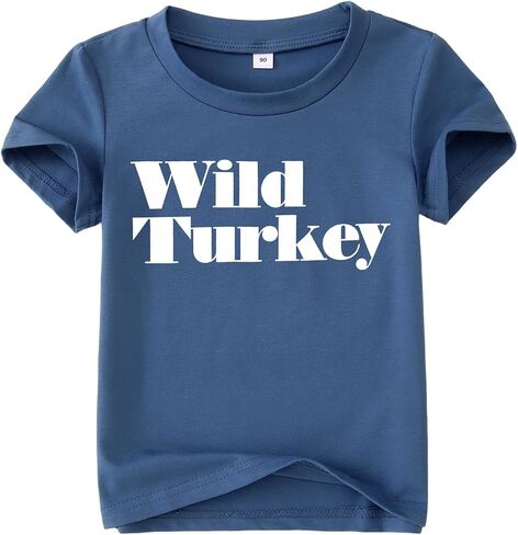 Ritatte Toddler Thanksgiving Shirt Baby Boy Wild Turkey T-Shirt Kids Fall Thankful Funny Letter Casual Short Sleeve Tees Tops in Saudi Arabia