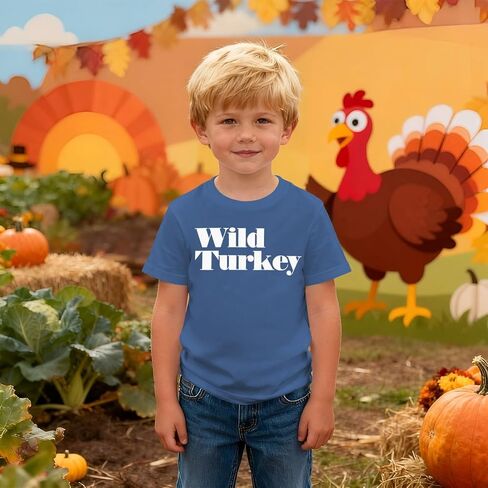 Ritatte Toddler Thanksgiving Shirt Baby Boy Wild Turkey T-Shirt Kids Fall Thankful Funny Letter Casual Short Sleeve Tees Tops in Saudi Arabia