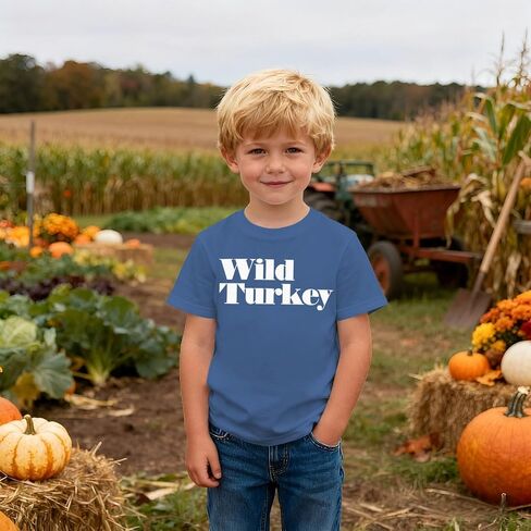 Ritatte Toddler Thanksgiving Shirt Baby Boy Wild Turkey T-Shirt Kids Fall Thankful Funny Letter Casual Short Sleeve Tees Tops in Saudi Arabia