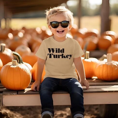 Ritatte Toddler Thanksgiving Shirt Baby Boy Wild Turkey T-Shirt Kids Fall Thankful Funny Letter Casual Short Sleeve Tees Tops in Saudi Arabia