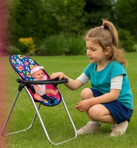 Fash N Kolor Doll Play Set 3 in 1 Doll Set, 1 Pack N Play, Doll Stroller, Doll High Chair Fits Up to 18'' Doll (Flower Swing) in Kuwait