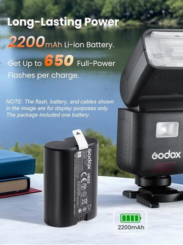 GODOX VB22 حزمة بطارية ليثيوم V480 فلاش الكاميرا، 7.2 فولت 2200 مللي أمبير قابلة لإعادة الشحن، يدعم شحن USB-C in Kuwait