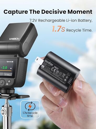 GODOX VB22 حزمة بطارية ليثيوم V480 فلاش الكاميرا، 7.2 فولت 2200 مللي أمبير قابلة لإعادة الشحن، يدعم شحن USB-C in Kuwait