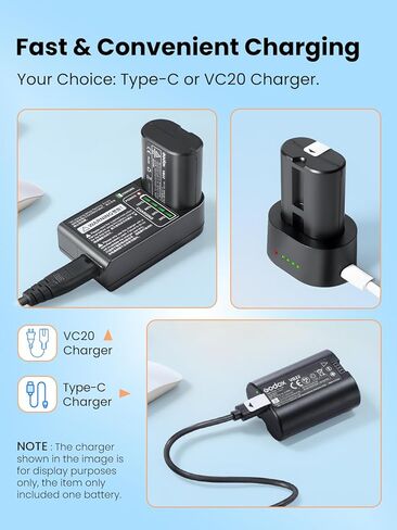 GODOX VB22 حزمة بطارية ليثيوم V480 فلاش الكاميرا، 7.2 فولت 2200 مللي أمبير قابلة لإعادة الشحن، يدعم شحن USB-C in Kuwait