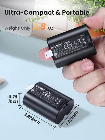 GODOX VB22 حزمة بطارية ليثيوم V480 فلاش الكاميرا، 7.2 فولت 2200 مللي أمبير قابلة لإعادة الشحن، يدعم شحن USB-C in Kuwait