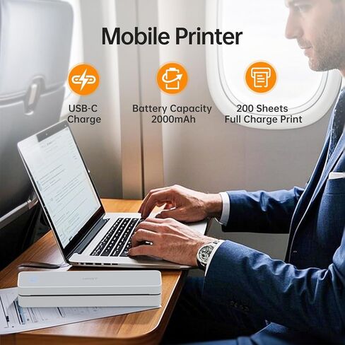 HPRT Portable Printer White& 200 Sheets Thermal Paper& Printer Case in Saudi Arabia