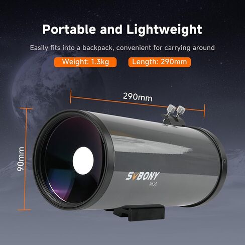 MK90 Telescope for Adults Astronomy 90mm Aperture Compact Catadioptric Telescope Bundle with SV188P Dielectric Mirror Diagonal and 20mm Wide Angle Telescope Eyepiece, for Moon Planetary Observation in Saudi Arabia