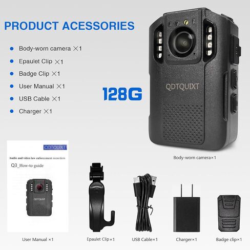 Body Camera for Law Enforcement,12.5H 3600mAh Battery 2K/1080P Video 68MP Photo,Infrared Night Vision & Motion Detection,512GB TF Support 2M Drop Resistant (64G) in Saudi Arabia