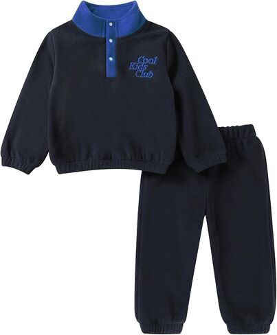 YOUNGER TREE Toddler Boy Girl Clothes Fleece Fall Winter Outfit Baby Long Sleeve Button Sweatshirt and Pants Sweatsuits Set in Saudi Arabia