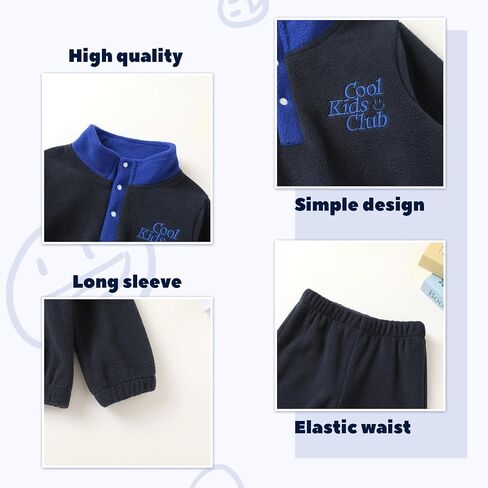 YOUNGER TREE Toddler Boy Girl Clothes Fleece Fall Winter Outfit Baby Long Sleeve Button Sweatshirt and Pants Sweatsuits Set in Saudi Arabia