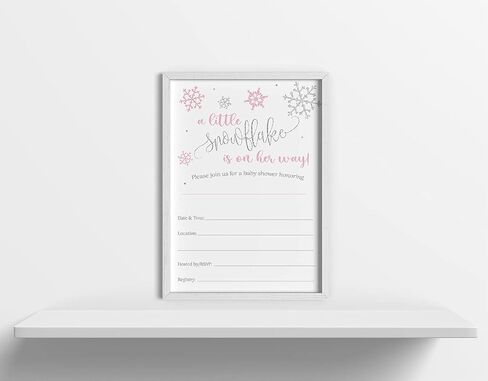 Winter Baby Shower Fill in the Blank Invitation Baby Girl Invites Snowflake Pink Silver Baby It's Cold Outside Little Snowflake DIY Printed Cards (15 count) in Saudi Arabia
