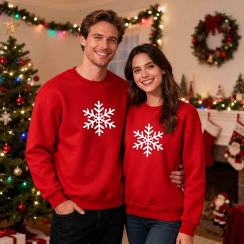 Christmas Couples Matching Sweatshirt Unisex Xmas Holiday Shirts Funny Long Sleeve Pullover Tops For His And Hers in Saudi Arabia