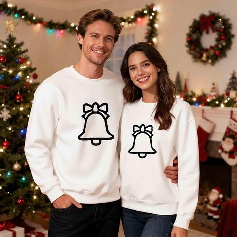 Christmas Couples Matching Sweatshirt Unisex Xmas Holiday Shirts Funny Long Sleeve Pullover Tops For His And Hers in Saudi Arabia
