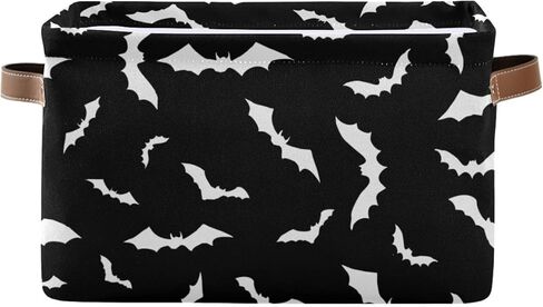 سلة تخزين الخفافيش السوداء للهالوين، سلال المطبخ المصنوعة من القماش، صناديق تخزين منزلية مفتوحة، صناديق تخزين قابلة للطي لقماش الأطفال والحيوانات الأليفة، سلال خزانة الكتب، 16 × 12 × 8 بوصة in Kuwait