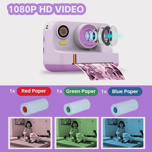 Instant Print Camera for Kids,Christmas Birthday Gifts for Girls Boys,1080P HD Instant Digital Print Cameras for Toddler,Portable Toy for Kids with 32GB SD Card for 3-16 Year Old in Saudi Arabia