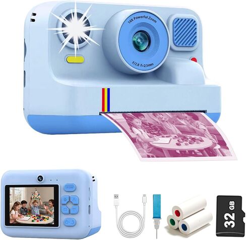 Instant Print Camera for Kids,Christmas Birthday Gifts for Girls Boys,1080P HD Instant Digital Print Cameras for Toddler,Portable Toy for Kids with 32GB SD Card for 3-16 Year Old in Saudi Arabia