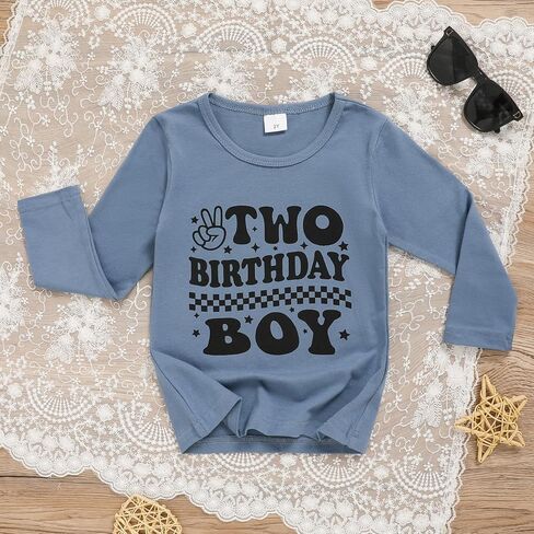 2nd Birthday Shirt Toddler Boy Two Year Old Birthday Outfit Long Sleeve Cotton T Shirt Clothes in Saudi Arabia