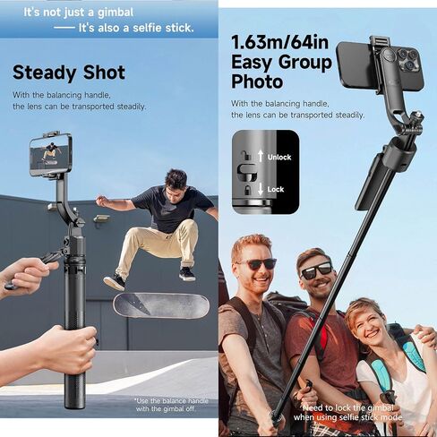 Auto-Face Tracking 4-Leg Stand, Selfie Stick with Detachable Phone Stand, Smooth Motion Shots, 360°Rotation & 63’’ Extendable, Remote Control & Universal 1/4" Screw for TikTok Vlog Video Recording in Saudi Arabia