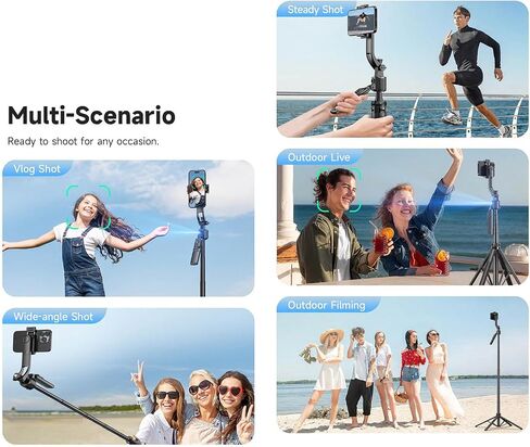 Auto-Face Tracking 4-Leg Stand, Selfie Stick with Detachable Phone Stand, Smooth Motion Shots, 360°Rotation & 63’’ Extendable, Remote Control & Universal 1/4" Screw for TikTok Vlog Video Recording in Saudi Arabia