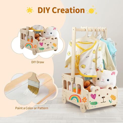 خزانة خشبية لأقفاص استحمام الأطفال بعجلات ومقبض، وسلة استحمام للأطفال مع رف تعليق، وهدايا شخصية مع لافتة إعلان وكرمة وملصقات، صندوق قفص خشبي سهل التجميع in Kuwait