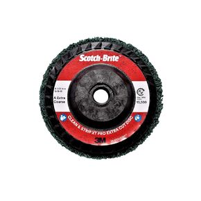 Scotch-Brite Clean and Strip XT Pro Extra Cut Disc, XC-DC, A/O Extra Coarse, Green, 4-1/2 in x 5/8"-11, Type 27, Pack of 10, Heavy Duty Metal Stripper Disc, Aluminum Oxide in Kuwait
