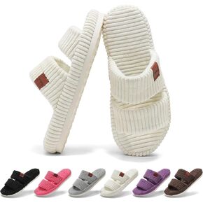 شبشب منزلي للنساء في الداخل والخارج، شبشب نسائي مريح بتصميم أصلي أمريكي مع دعم للقوس، شبشب نسائي من الإسفنج الذكي قابل للغسل ومفتوح عند الأصابع للتوصيل إلى غرفة النوم والمستشفى in Kuwait