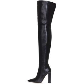 Thigh high boots Womens Chunky heels Over the knee boots Pointed toe side Back zipper brown leopard high heel Knee high pink boots in Kuwait
