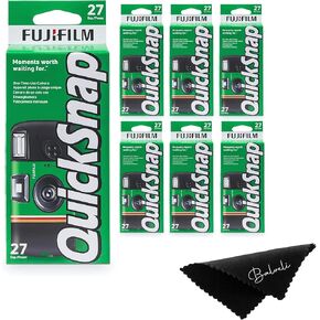 Fujifilm Quicksnap Flash Disposable Camera 400 Iso, 6 Pack, 35mm Camera, 27 Exp, Balveli Coth, Fuji Film Disposable Bulk, 6 Pack of Fuji Disposable Cameras. in Kuwait