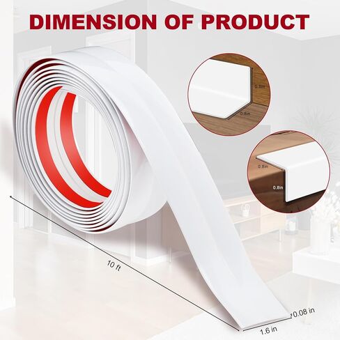 1.6 Inch x 10 Feet Wall Corner Protector Peel and Stick Corner Trim Molding Strip Self Adhesive Wall Edge Protectors Guards for Edge Ceiling, White in Saudi Arabia