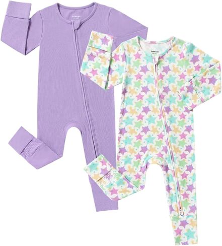 Bafeicao Bamboo Viscose Baby Girl Pajamas Romper Soft Ribbed 2 Way Zipper sleepers Long Sleeve Footless Pjs in Saudi Arabia