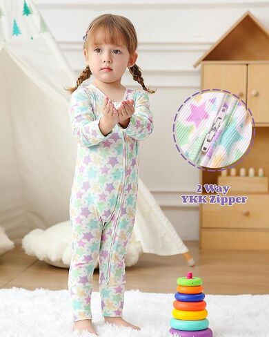 Bafeicao Bamboo Viscose Baby Girl Pajamas Romper Soft Ribbed 2 Way Zipper sleepers Long Sleeve Footless Pjs in Saudi Arabia