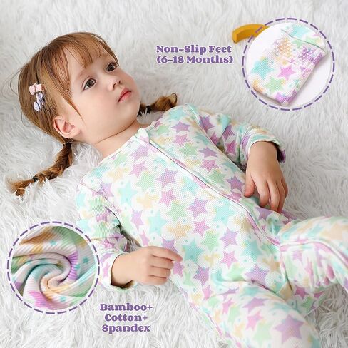 Bafeicao Bamboo Viscose Baby Girl Pajamas Romper Soft Ribbed 2 Way Zipper sleepers Long Sleeve Footless Pjs in Saudi Arabia