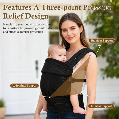 Baby Carrier Newborn to Toddler, Multifunctional Adjustable Ergonomic Backpack with Lumbar Support, All-Season Use for Moms & Dads, Front & Back Carry for 7-35 lbs(Black) in Saudi Arabia