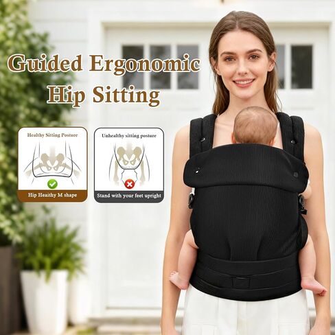 Baby Carrier Newborn to Toddler, Multifunctional Adjustable Ergonomic Backpack with Lumbar Support, All-Season Use for Moms & Dads, Front & Back Carry for 7-35 lbs(Black) in Saudi Arabia