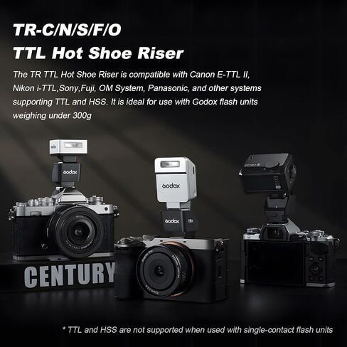 GODOX TR-S for Sony,TTL Mini Flash Hot Shoe Extension Riser for GODOX IT30Pro IT20 IT22 IM30 IM20 IM22 IA32 Mini Flash X3 X3Pro Trigger to Reduce Lens Shadow,Adjust 0-90° for TTL Auto Flash/HSS in Saudi Arabia