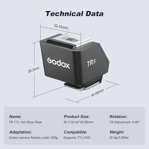GODOX TR-S for Sony,TTL Mini Flash Hot Shoe Extension Riser for GODOX IT30Pro IT20 IT22 IM30 IM20 IM22 IA32 Mini Flash X3 X3Pro Trigger to Reduce Lens Shadow,Adjust 0-90° for TTL Auto Flash/HSS in Saudi Arabia