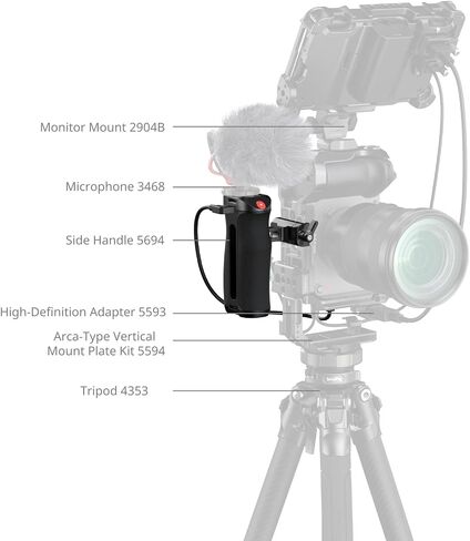 SMALLRIG Side Handle for Arca-Swiss with Recording Trigger, 3 Control Cable, Fit for Sony A7 III/ FX3/ A6600, for Canon R5II/ R5C, for FUJIFILM X-H2S/ X-T5, for Panasonic S5 II/ GH5-5694 in Saudi Arabia