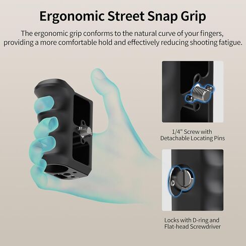 مجموعة قفص Nitze Street Snap Cage لـ DJI Osmo Action 5 Pro/Action 4 / Action 3، مجموعة قبضة Xplorer من الألومنيوم مع مقبض جانبي مريح، وحزام معصم وزر مصراع الحذاء البارد - T-D04B in Saudi Arabia