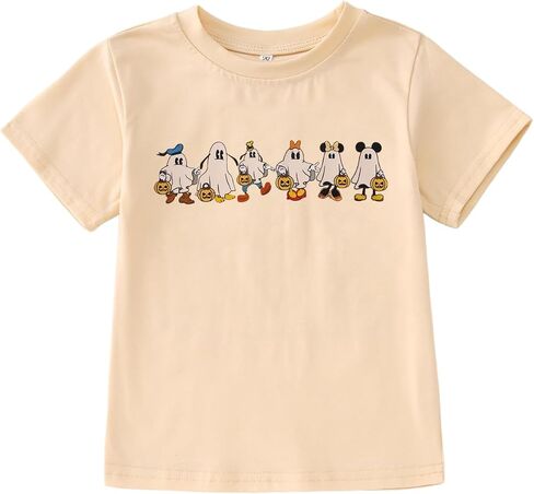 Toddler Girls Halloween Shirts Ghost and Friends T-Shirt Spooky Season Outfits Pumpkin Short Sleeve Tees Fall Tops in Saudi Arabia