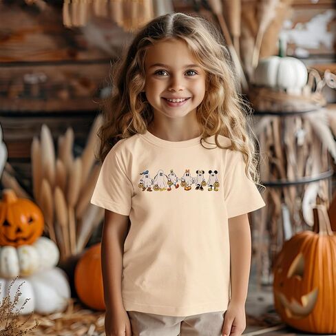 Toddler Girls Halloween Shirts Ghost and Friends T-Shirt Spooky Season Outfits Pumpkin Short Sleeve Tees Fall Tops in Saudi Arabia
