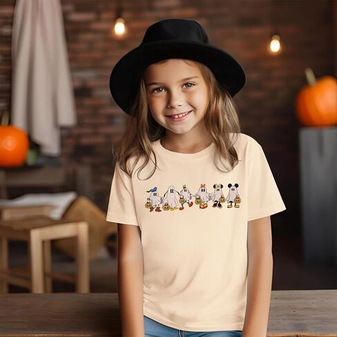 Toddler Girls Halloween Shirts Ghost and Friends T-Shirt Spooky Season Outfits Pumpkin Short Sleeve Tees Fall Tops in Saudi Arabia