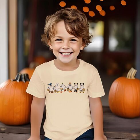 Toddler Girls Halloween Shirts Ghost and Friends T-Shirt Spooky Season Outfits Pumpkin Short Sleeve Tees Fall Tops in Saudi Arabia