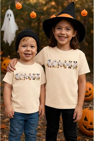 Toddler Girls Halloween Shirts Ghost and Friends T-Shirt Spooky Season Outfits Pumpkin Short Sleeve Tees Fall Tops in Saudi Arabia