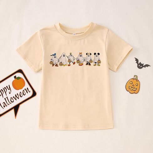 Toddler Girls Halloween Shirts Ghost and Friends T-Shirt Spooky Season Outfits Pumpkin Short Sleeve Tees Fall Tops in Saudi Arabia